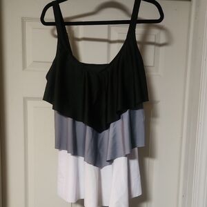 Layered Black, Gray, and White Women's Top